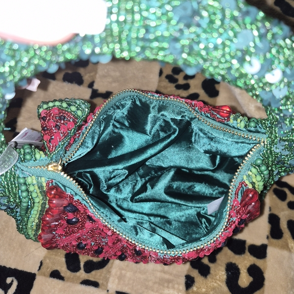 Handcrafted Green and Red Watermelon Beaded Women's Bag - Picture 3 of 3